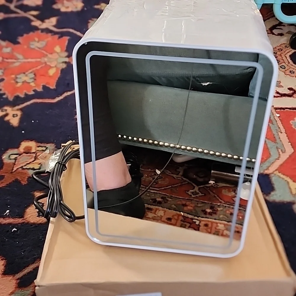 LED mirror Door Mini-fridge. AC power/DC power Cords. Works. For Cosmetics